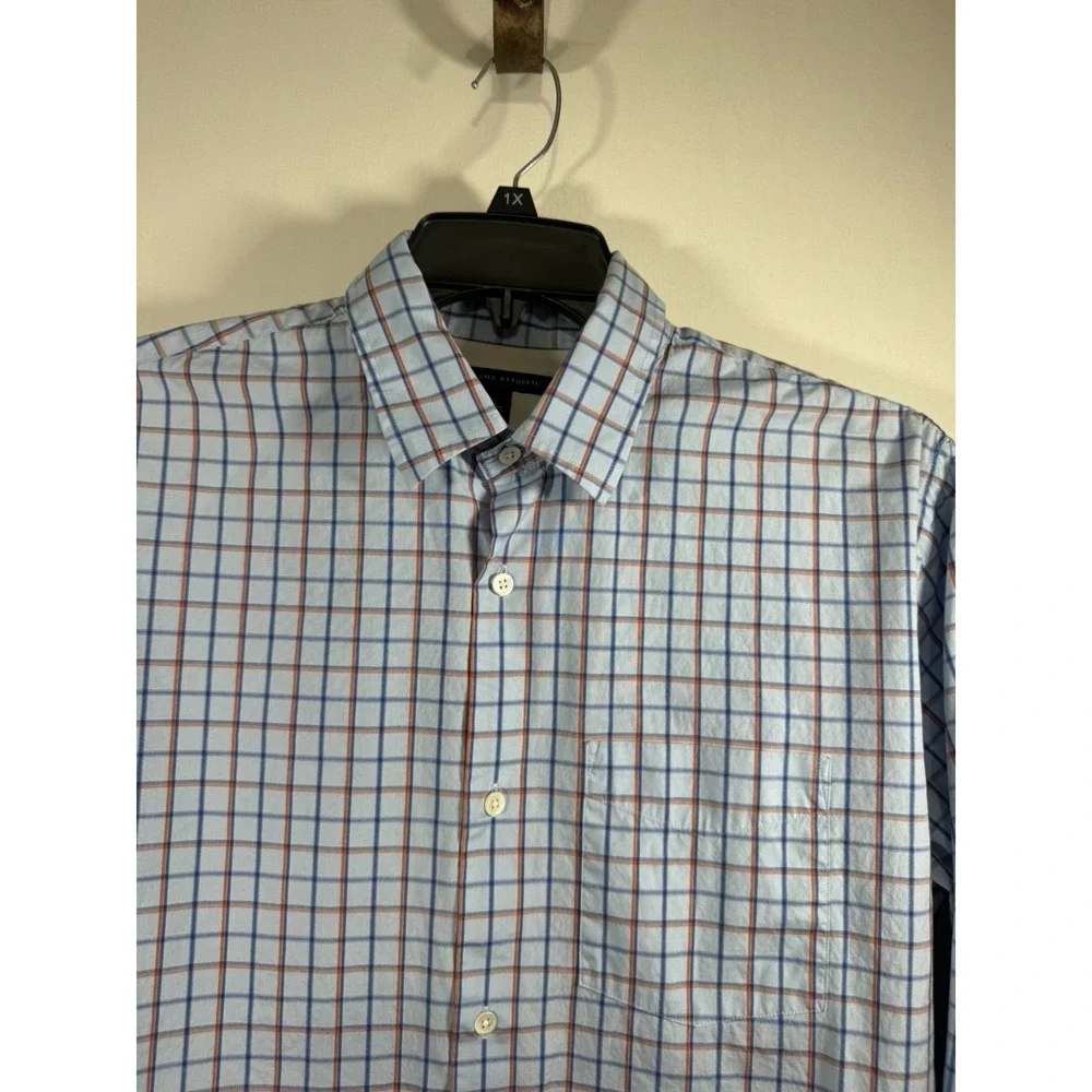 Men's Banana Republic Blue and Orange Plaid‎ Button Down, Long Sleeve, Size L